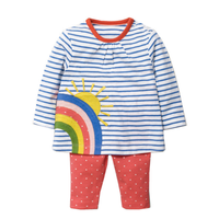 
              Girls Rainbow Suit Cotton Long Sleeve T-shirt Leggings Western Style Clothes
            