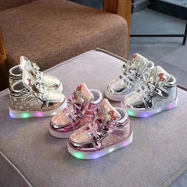 Girls Stars Printed Light Board Shoes Girls Rhinestone Zhongbang LED Light Up Shoes