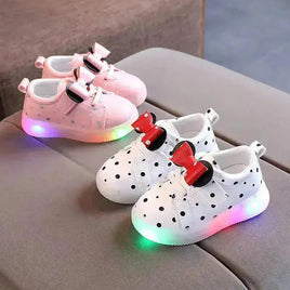 Light-up Shoes Girls Bowknot LED Light-up Shoes Breathable Baby Girls Shoes