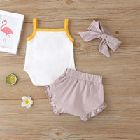 
              Fashion Three-Piece Baby Girl Sling Romper Plaid Shorts Tummytastic
            