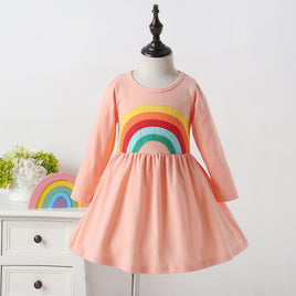 New Cartoon Rainbow Cotton Long-sleeved Dress