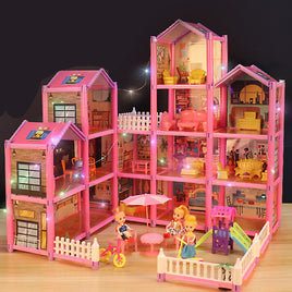 Toy Girl Princess Castle Villa Hut Children Play House Toy Girl Simulation Room Doll House Gift Tummytastic