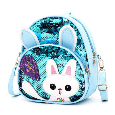 Children's Bags, Girls' Messenger Bags, Girls, Cute Bunny, Sequined One-shoulder Backpack Tummytastic