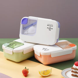 Square Compartment Lunch Lunch Box Canteen Plastic Lunch Box Microwaveable Heating Tummytastic