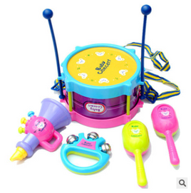 Children's  5 Piece Set Puzzle Baby Musical Instrument Double-sided Drum Patting Drum Tummytastic