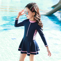 
              Girls' Color-blocking Sports And Leisure One-piece Skirt Swimsuit Tummytastic
            