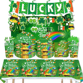 St. Patrick s Day Decorations Lucky Clover Hat Irish Shamrock Banner Cup Plate For happy St.Patricks Day Irish Party Tummytastic