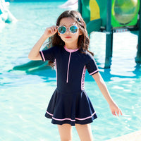 
              Girls' Color-blocking Sports And Leisure One-piece Skirt Swimsuit Tummytastic
            
