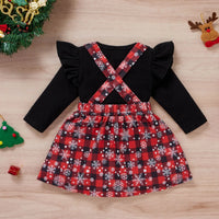 
              Baby Girls Christmas Clothing Print Tshirt Plaid Skirts Tummytastic
            