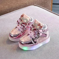 
              Girls Stars Printed Light Board Shoes Girls Rhinestone Zhongbang LED Light Up Shoes
            