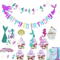
              Mermaid Theme Birthday Decoration Party Supplies Children\'s Party Decorations Dessert Cake Cards Tummytastic
            