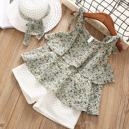 Chiffon Sling Two-piece Suit Cool Girl Suit With Hat Tummytastic